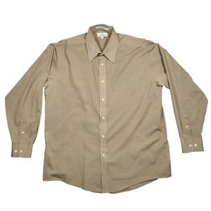 Enro Dress Shirt Mens 16.5 34-35 Tan Long Sleeve Solid Cotton Blend Pocket
